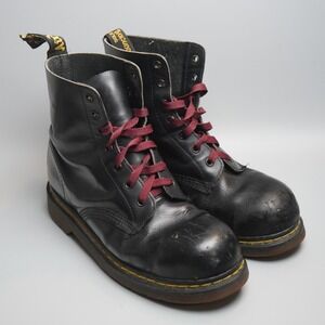 Dr. Martens 1995 Steel Toe Boots Black Leather Made in England UK 8 Mens 9 US
